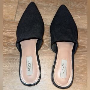 Steven New York Black Pointed-Toe Mules